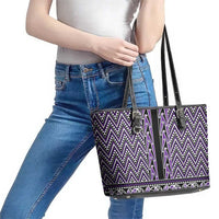 New Zealand Maori Niho Taniwha Leather Tote Bag Waiporopo Mangopare and Puhoro Pattern