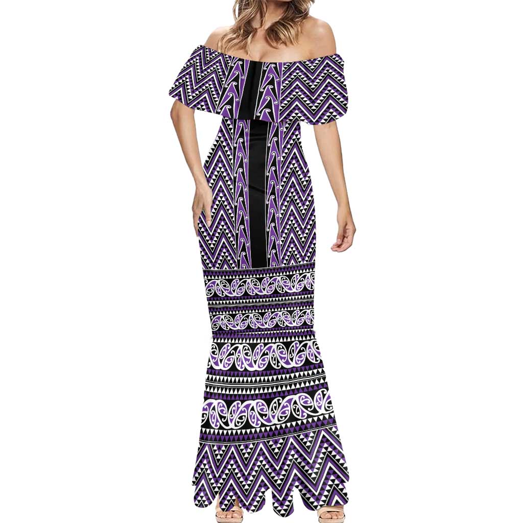 New Zealand Maori Niho Taniwha Mermaid Dress Waiporopo Mangopare and Puhoro Pattern