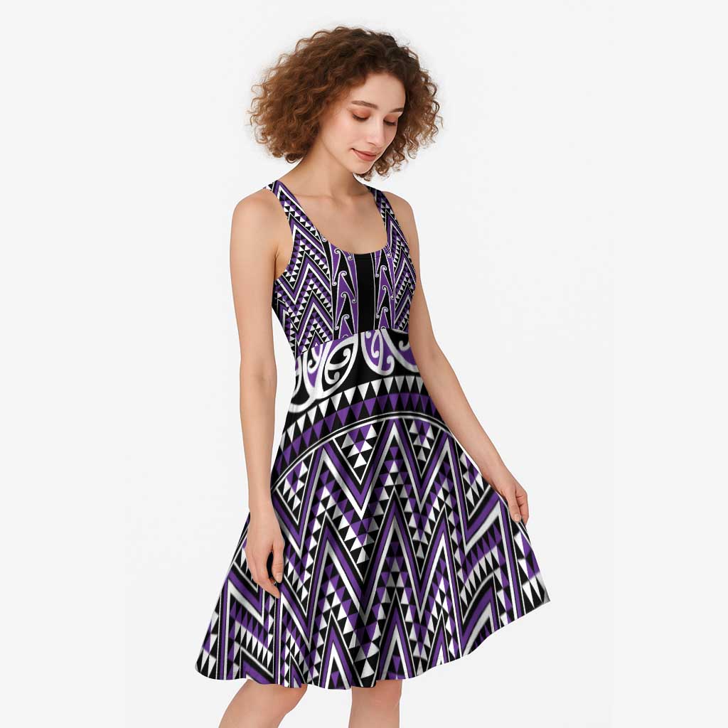 New Zealand Maori Niho Taniwha Midi Dress Waiporopo Mangopare and Puhoro Pattern - Polynesian Pride