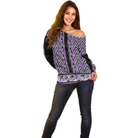 New Zealand Maori Niho Taniwha Off Shoulder Sweater Waiporopo Mangopare and Puhoro Pattern LT9 - Polynesian Pride