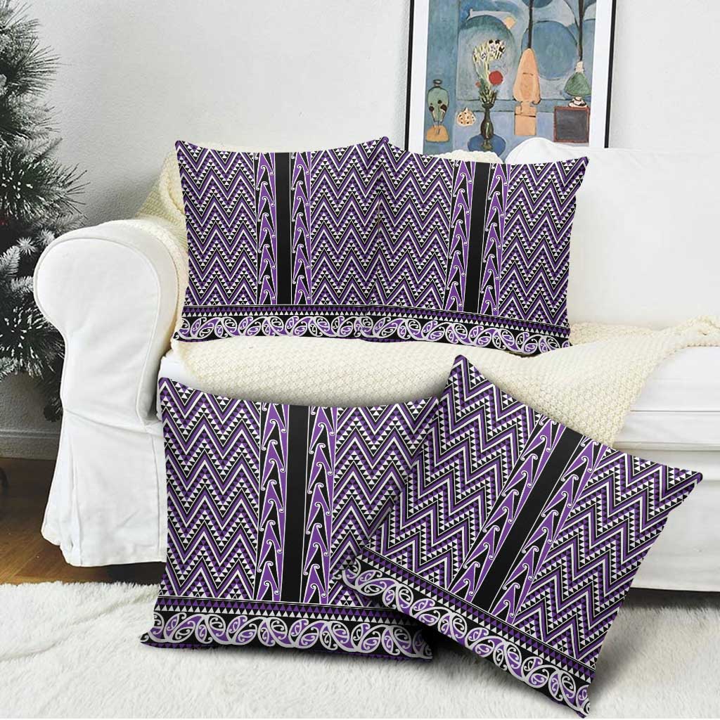 New Zealand Maori Niho Taniwha Pillow Cover Waiporopo Mangopare and Puhoro Pattern - Polynesian Pride