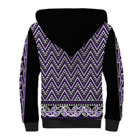 New Zealand Maori Niho Taniwha Sherpa Hoodie Waiporopo Mangopare and Puhoro Pattern