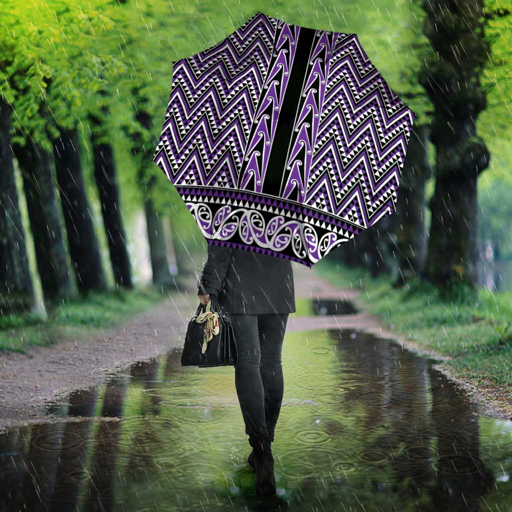 New Zealand Maori Niho Taniwha Umbrella Waiporopo Mangopare and Puhoro Pattern - Polynesian Pride