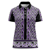 New Zealand Maori Niho Taniwha Women Polo Shirt Waiporopo Mangopare and Puhoro Pattern LT9 Female Purple - Polynesian Pride
