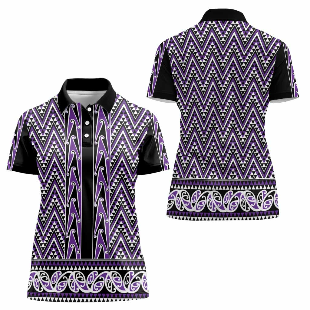 New Zealand Maori Niho Taniwha Women Polo Shirt Waiporopo Mangopare and Puhoro Pattern LT9 - Polynesian Pride