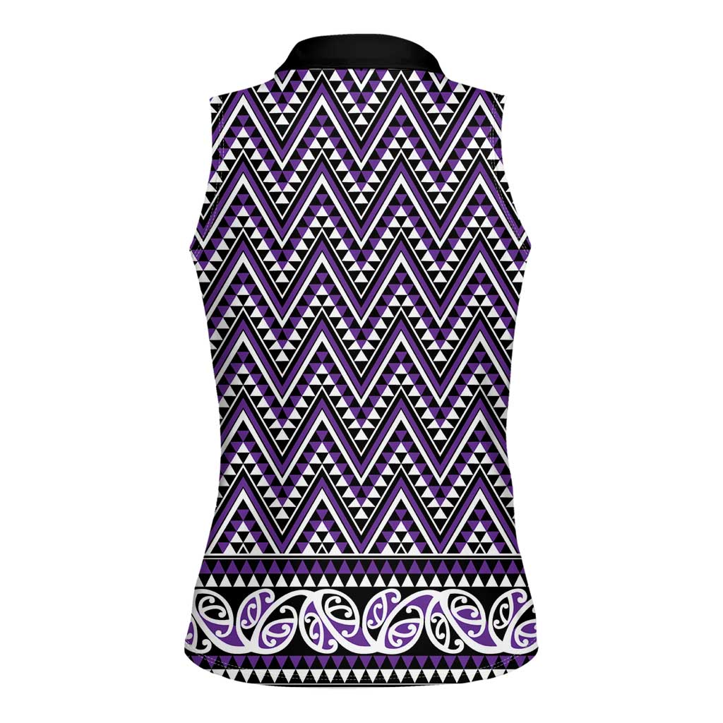New Zealand Maori Niho Taniwha Women Sleeveless Polo Shirt Waiporopo Mangopare and Puhoro Pattern LT9 - Polynesian Pride