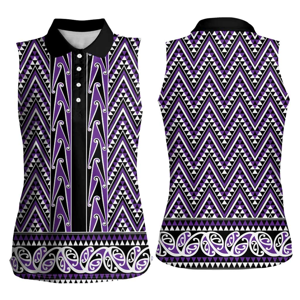 New Zealand Maori Niho Taniwha Women Sleeveless Polo Shirt Waiporopo Mangopare and Puhoro Pattern LT9 - Polynesian Pride