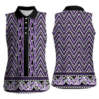 New Zealand Maori Niho Taniwha Women Sleeveless Polo Shirt Waiporopo Mangopare and Puhoro Pattern LT9 - Polynesian Pride