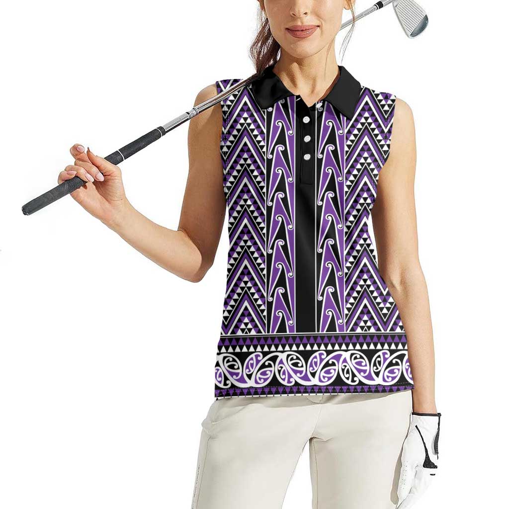 New Zealand Maori Niho Taniwha Women Sleeveless Polo Shirt Waiporopo Mangopare and Puhoro Pattern LT9 - Polynesian Pride