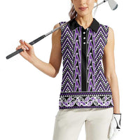 New Zealand Maori Niho Taniwha Women Sleeveless Polo Shirt Waiporopo Mangopare and Puhoro Pattern LT9 - Polynesian Pride