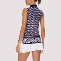 New Zealand Maori Niho Taniwha Women Sleeveless Polo Shirt Waiporopo Mangopare and Puhoro Pattern LT9 - Polynesian Pride