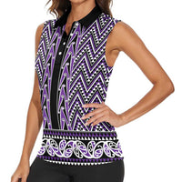New Zealand Maori Niho Taniwha Women Sleeveless Polo Shirt Waiporopo Mangopare and Puhoro Pattern LT9 - Polynesian Pride