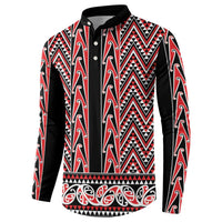 New Zealand Maori Niho Taniwha Button Sweatshirt Whero Mangopare and Puhoro Pattern