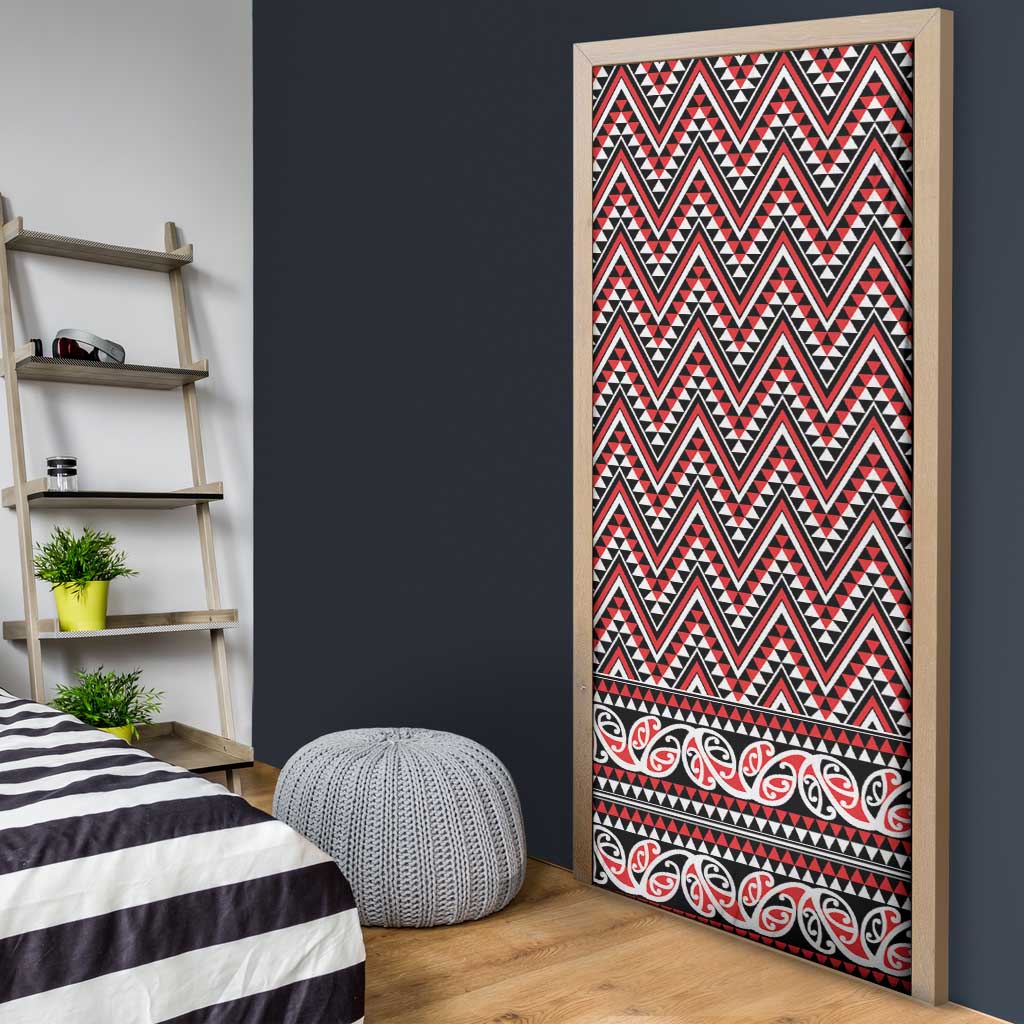 New Zealand Maori Niho Taniwha Door Cover Whero Mangopare and Puhoro Pattern - Polynesian Pride
