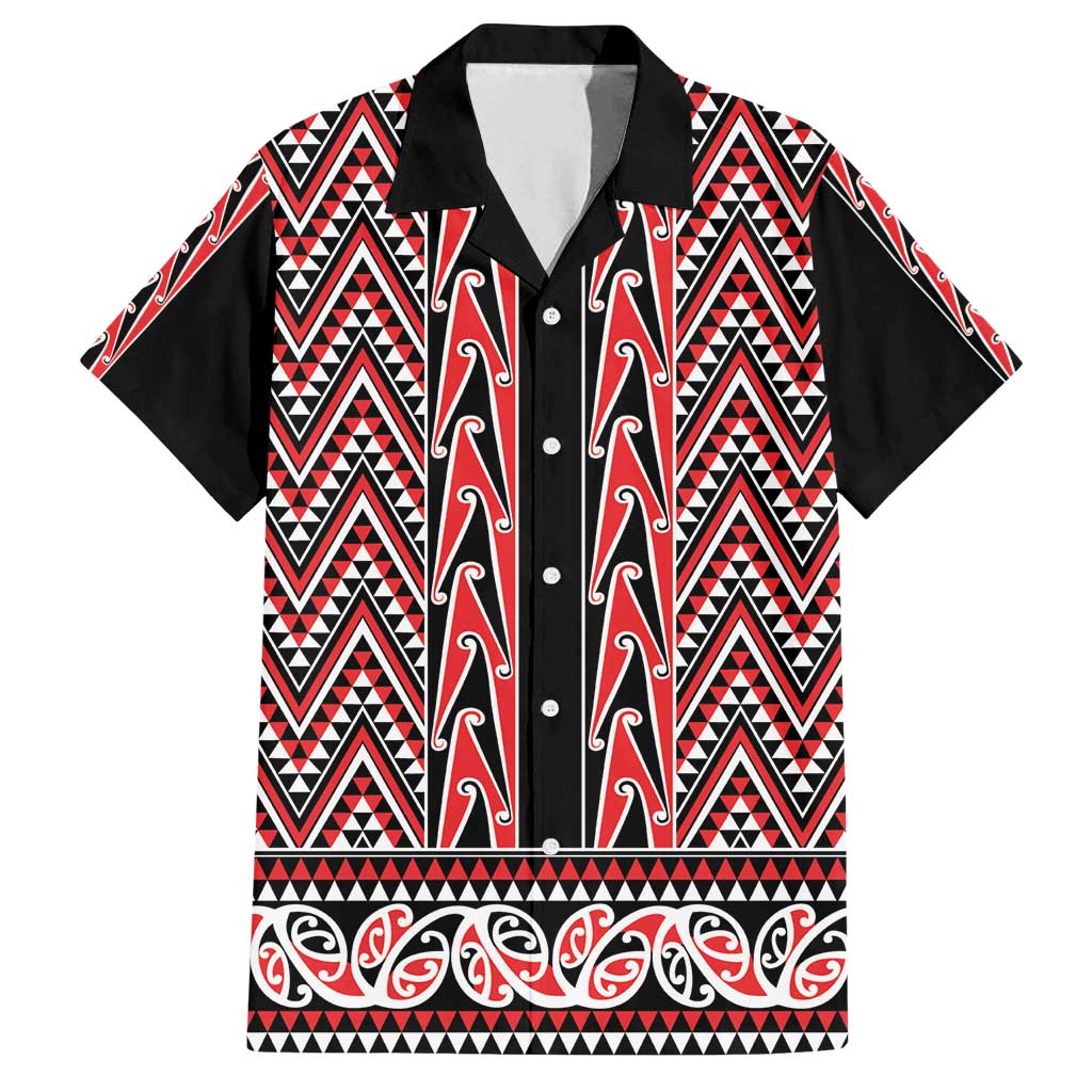 New Zealand Maori Niho Taniwha Family Matching Long Sleeve Bodycon Dress and Hawaiian Shirt Whero Mangopare and Puhoro Pattern LT9 Dad's Shirt - Short Sleeve Red - Polynesian Pride