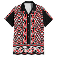 New Zealand Maori Niho Taniwha Family Matching Off The Shoulder Long Sleeve Dress and Hawaiian Shirt Whero Mangopare and Puhoro Pattern LT9 Dad's Shirt - Short Sleeve Red - Polynesian Pride