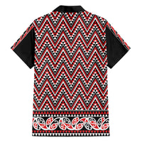 New Zealand Maori Niho Taniwha Family Matching Off The Shoulder Long Sleeve Dress and Hawaiian Shirt Whero Mangopare and Puhoro Pattern LT9 - Polynesian Pride