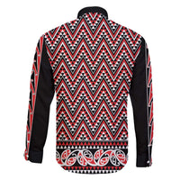 New Zealand Maori Niho Taniwha Family Matching Off The Shoulder Long Sleeve Dress and Hawaiian Shirt Whero Mangopare and Puhoro Pattern LT9 - Polynesian Pride