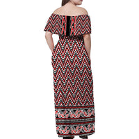 New Zealand Maori Niho Taniwha Family Matching Off Shoulder Maxi Dress and Hawaiian Shirt Whero Mangopare and Puhoro Pattern LT9 - Polynesian Pride