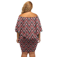 New Zealand Maori Niho Taniwha Family Matching Off Shoulder Short Dress and Hawaiian Shirt Whero Mangopare and Puhoro Pattern LT9 - Polynesian Pride