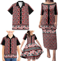 New Zealand Maori Niho Taniwha Family Matching Puletasi and Hawaiian Shirt Whero Mangopare and Puhoro Pattern LT9 - Polynesian Pride