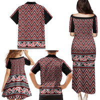 New Zealand Maori Niho Taniwha Family Matching Puletasi and Hawaiian Shirt Whero Mangopare and Puhoro Pattern LT9 - Polynesian Pride