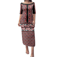 New Zealand Maori Niho Taniwha Family Matching Puletasi and Hawaiian Shirt Whero Mangopare and Puhoro Pattern LT9 Mom's Dress Red - Polynesian Pride