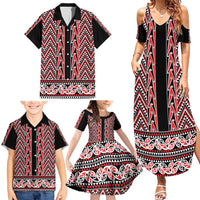 New Zealand Maori Niho Taniwha Family Matching Summer Maxi Dress and Hawaiian Shirt Whero Mangopare and Puhoro Pattern LT9 - Polynesian Pride