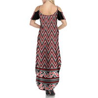 New Zealand Maori Niho Taniwha Family Matching Summer Maxi Dress and Hawaiian Shirt Whero Mangopare and Puhoro Pattern LT9 - Polynesian Pride