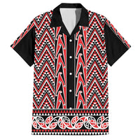 New Zealand Maori Niho Taniwha Family Matching Tank Maxi Dress and Hawaiian Shirt Whero Mangopare and Puhoro Pattern LT9 Dad's Shirt - Short Sleeve Red - Polynesian Pride
