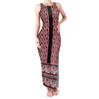 New Zealand Maori Niho Taniwha Family Matching Tank Maxi Dress and Hawaiian Shirt Whero Mangopare and Puhoro Pattern LT9 Mom's Dress Red - Polynesian Pride
