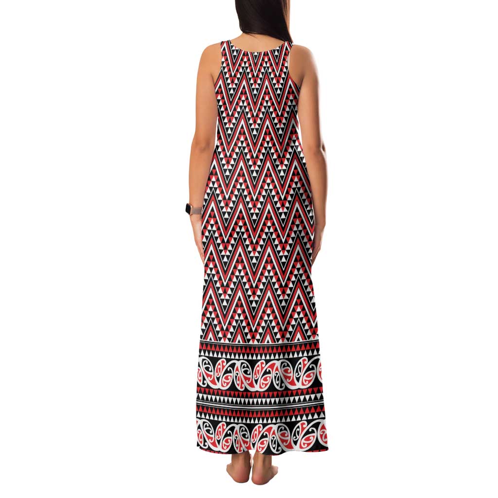 New Zealand Maori Niho Taniwha Family Matching Tank Maxi Dress and Hawaiian Shirt Whero Mangopare and Puhoro Pattern LT9 - Polynesian Pride