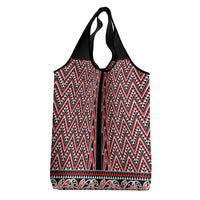 New Zealand Maori Niho Taniwha Grocery Bag Whero Mangopare and Puhoro Pattern