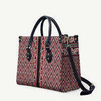 New Zealand Maori Niho Taniwha Leather Bag Whero Mangopare and Puhoro Pattern LT9 Red - Polynesian Pride
