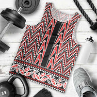 New Zealand Maori Niho Taniwha Men Tank Top Whero Mangopare and Puhoro Pattern