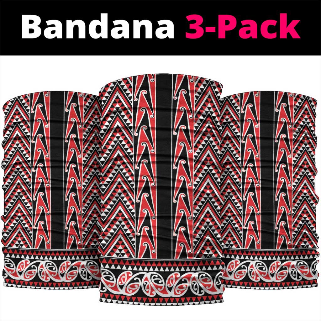 New Zealand Maori Niho Taniwha Neck Gaiter Whero Mangopare and Puhoro Pattern - Polynesian Pride