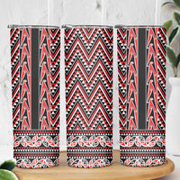 New Zealand Maori Niho Taniwha Skinny Tumbler Whero Mangopare and Puhoro Pattern
