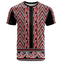 New Zealand Maori Niho Taniwha T Shirt Whero Mangopare and Puhoro Pattern