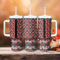 New Zealand Maori Niho Taniwha Tumbler With Handle Whero Mangopare and Puhoro Pattern