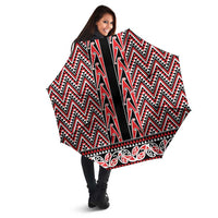 New Zealand Maori Niho Taniwha Umbrella Whero Mangopare and Puhoro Pattern LT9 - Polynesian Pride
