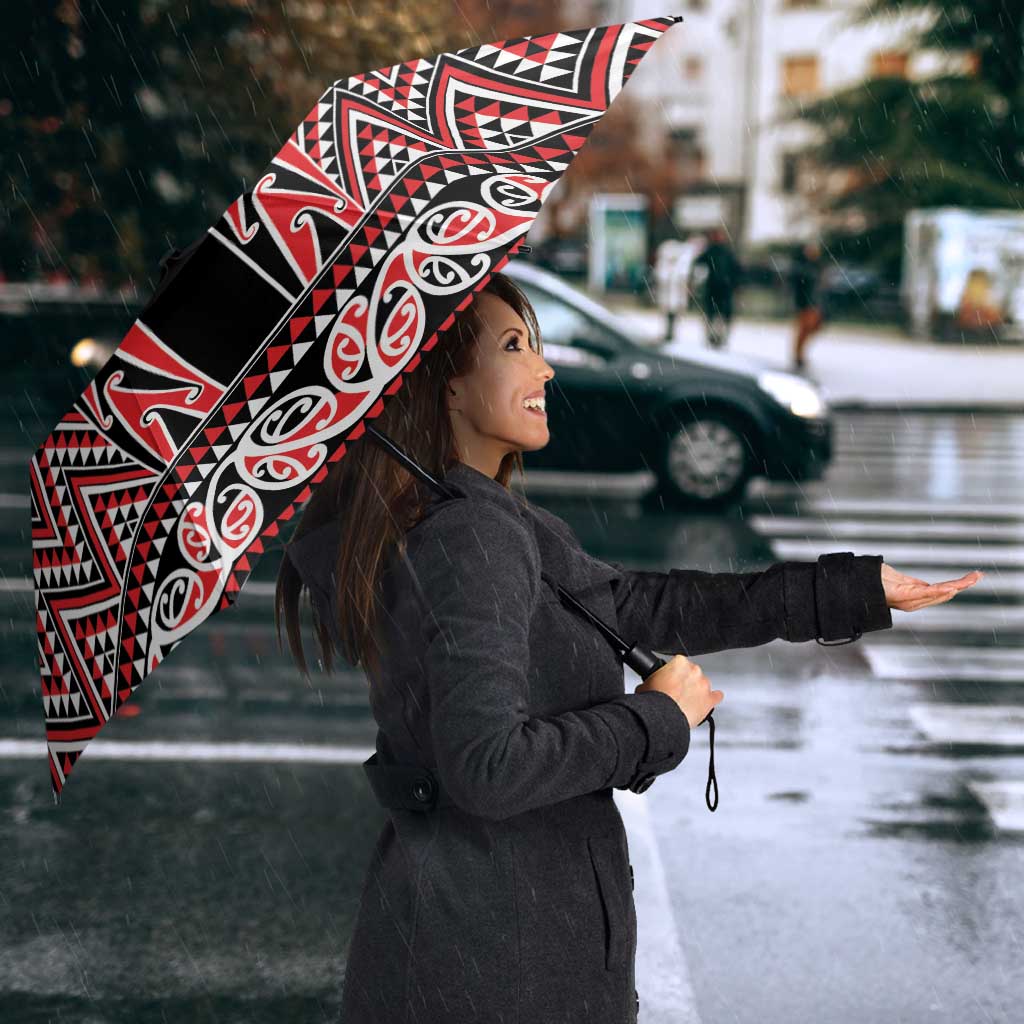 New Zealand Maori Niho Taniwha Umbrella Whero Mangopare and Puhoro Pattern LT9 - Polynesian Pride