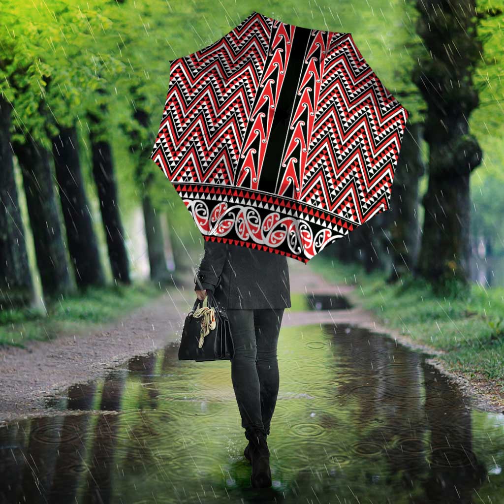 New Zealand Maori Niho Taniwha Umbrella Whero Mangopare and Puhoro Pattern LT9 - Polynesian Pride