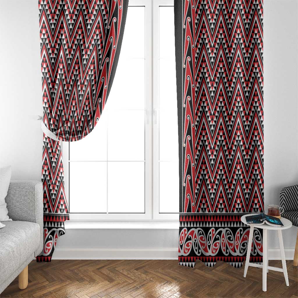 New Zealand Maori Niho Taniwha Window Curtain Whero Mangopare and Puhoro Pattern LT9 - Polynesian Pride