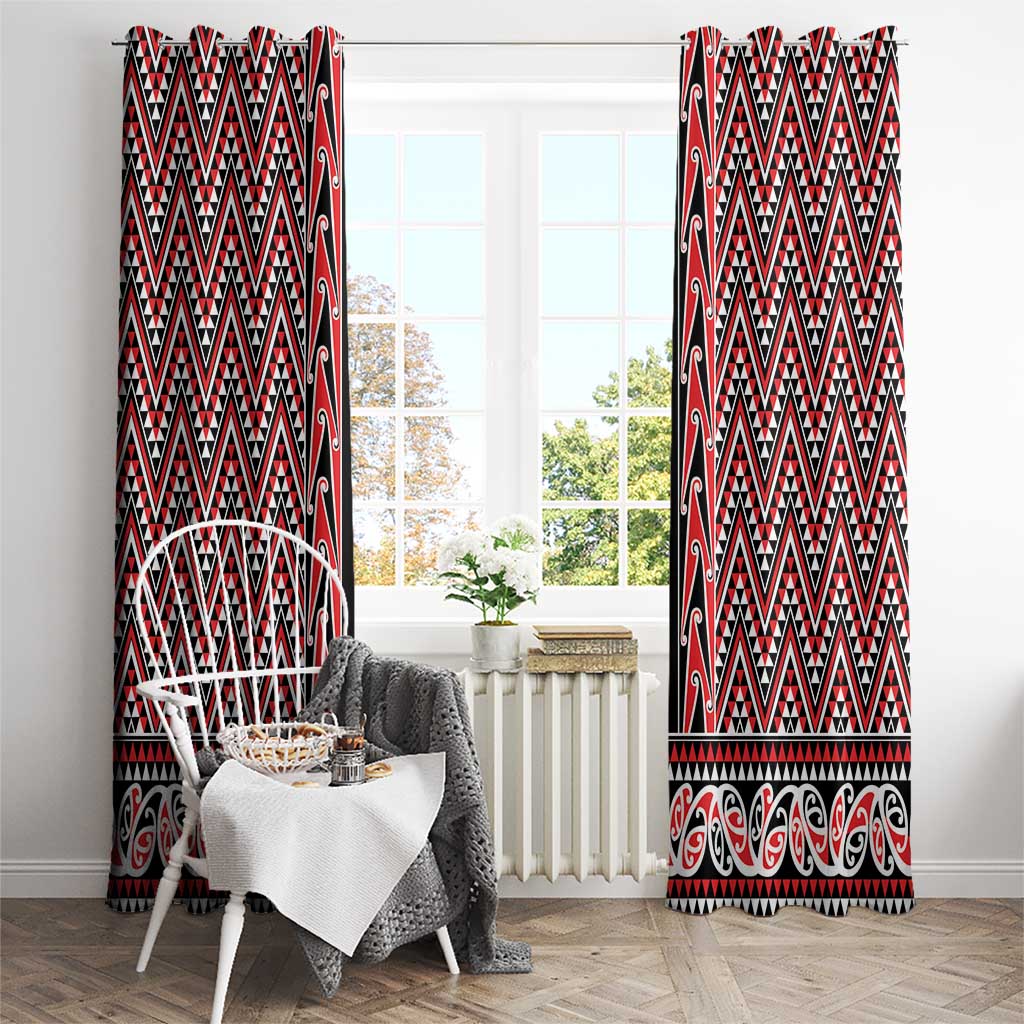 New Zealand Maori Niho Taniwha Window Curtain Whero Mangopare and Puhoro Pattern LT9 - Polynesian Pride
