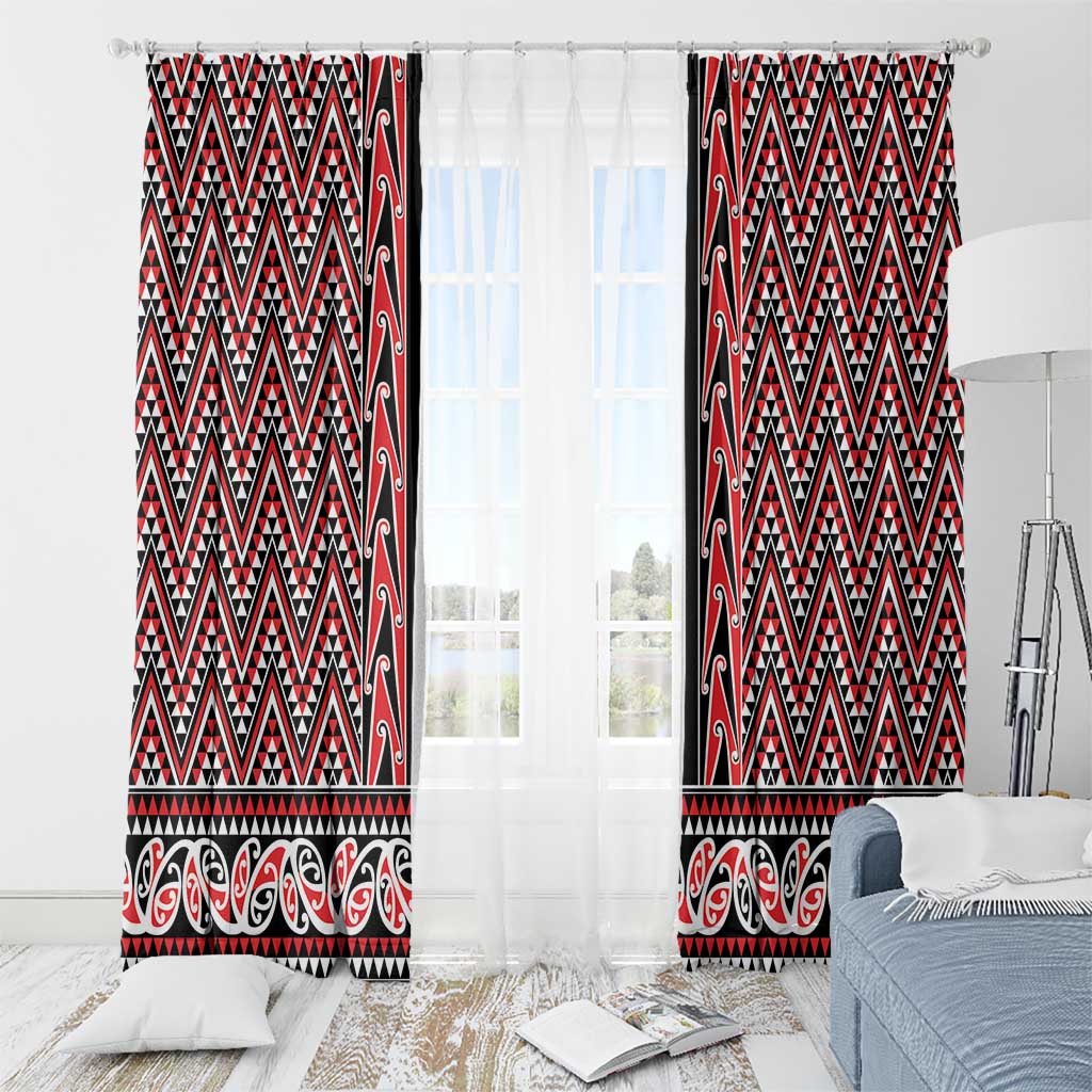 New Zealand Maori Niho Taniwha Window Curtain Whero Mangopare and Puhoro Pattern LT9 - Polynesian Pride