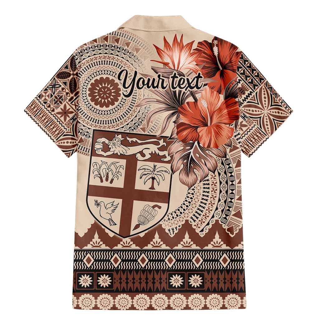 Vintage Bula Fiji Personalised Family Matching Mermaid Dress and Hawaiian Shirt Beige Hibiscus Tapa Pattern LT9 - Polynesian Pride