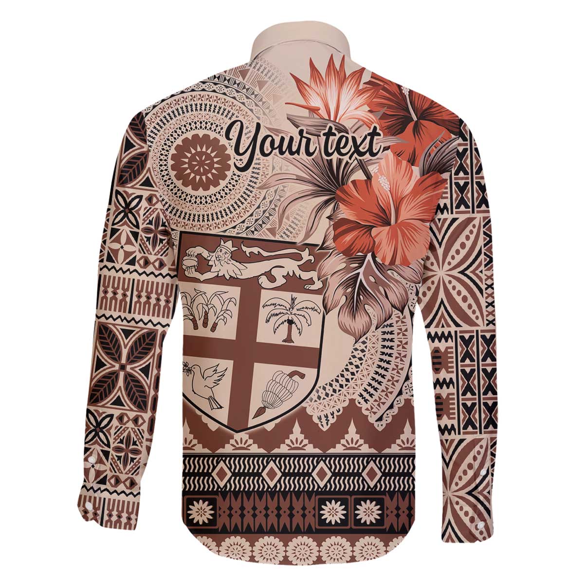 Vintage Bula Fiji Personalised Family Matching Off The Shoulder Long Sleeve Dress and Hawaiian Shirt Beige Hibiscus Tapa Pattern LT9 - Polynesian Pride