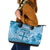 Vintage Bula Fiji Personalised Leather Tote Bag Blue Hibiscus Tapa Pattern LT9
