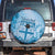 Vintage Bula Fiji Personalised Spare Tire Cover Blue Hibiscus Tapa Pattern LT9