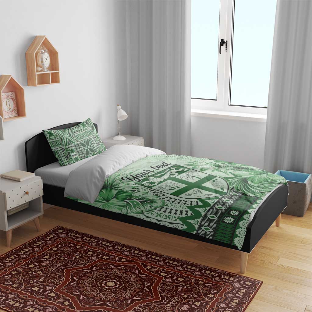 Vintage Bula Fiji Personalised Bedding Set Green Hibiscus Tapa Pattern LT9